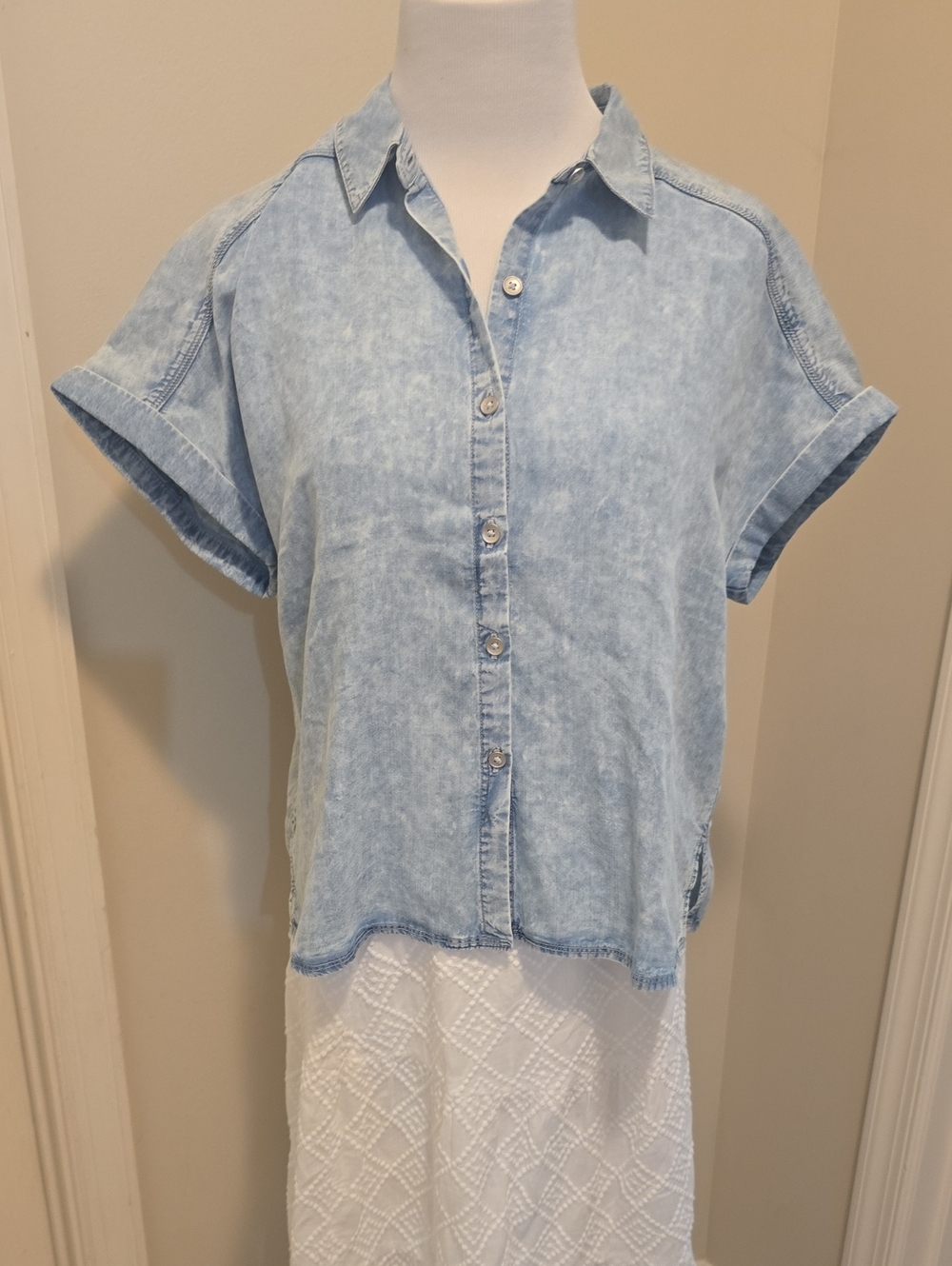 Splendid Light Blue Washed Button-Front Women's Shirt